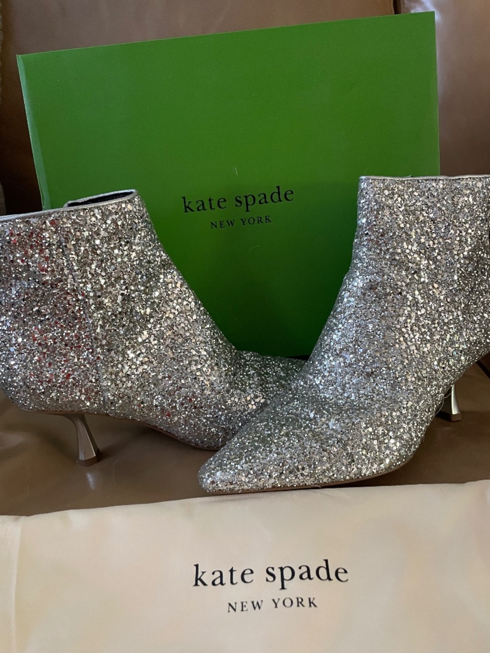 Womens Kate Spade Glitter Booties